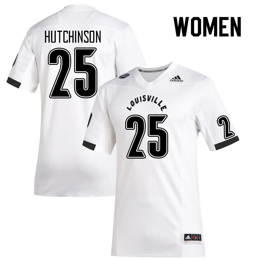 Women #25 D'Angelo Hutchinson Louisville Cardinals College Football Jerseys Sale-White - Click Image to Close
